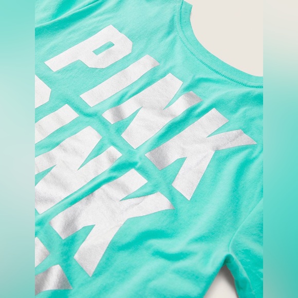 VS Pink 3-Piece SET Teal Ice Shine Perfect Tee With Seamless Leggings & Bra - Picture 4 of 16